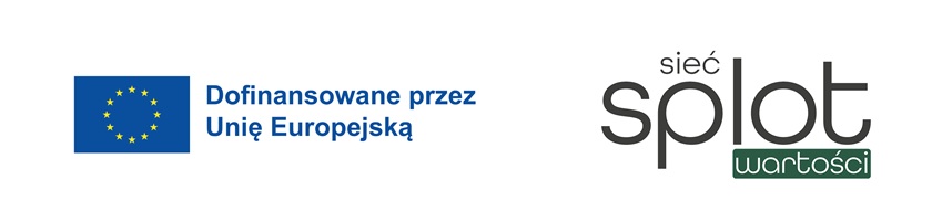 logo unii europejskiej i sieci splot wartości  finansujących szkolenie